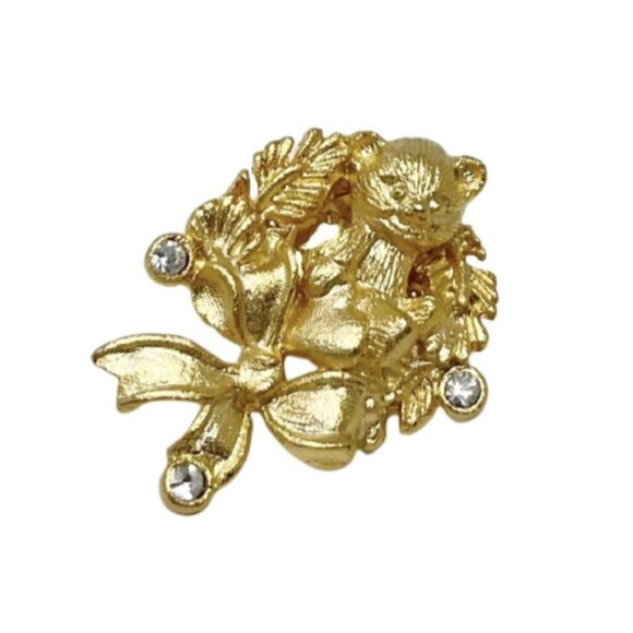 Teddy Bear Pin Goldtone - Picture 1 of 8